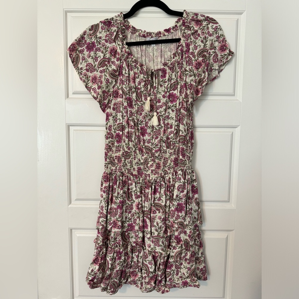 Lilac Floral Print Ruffle Dress